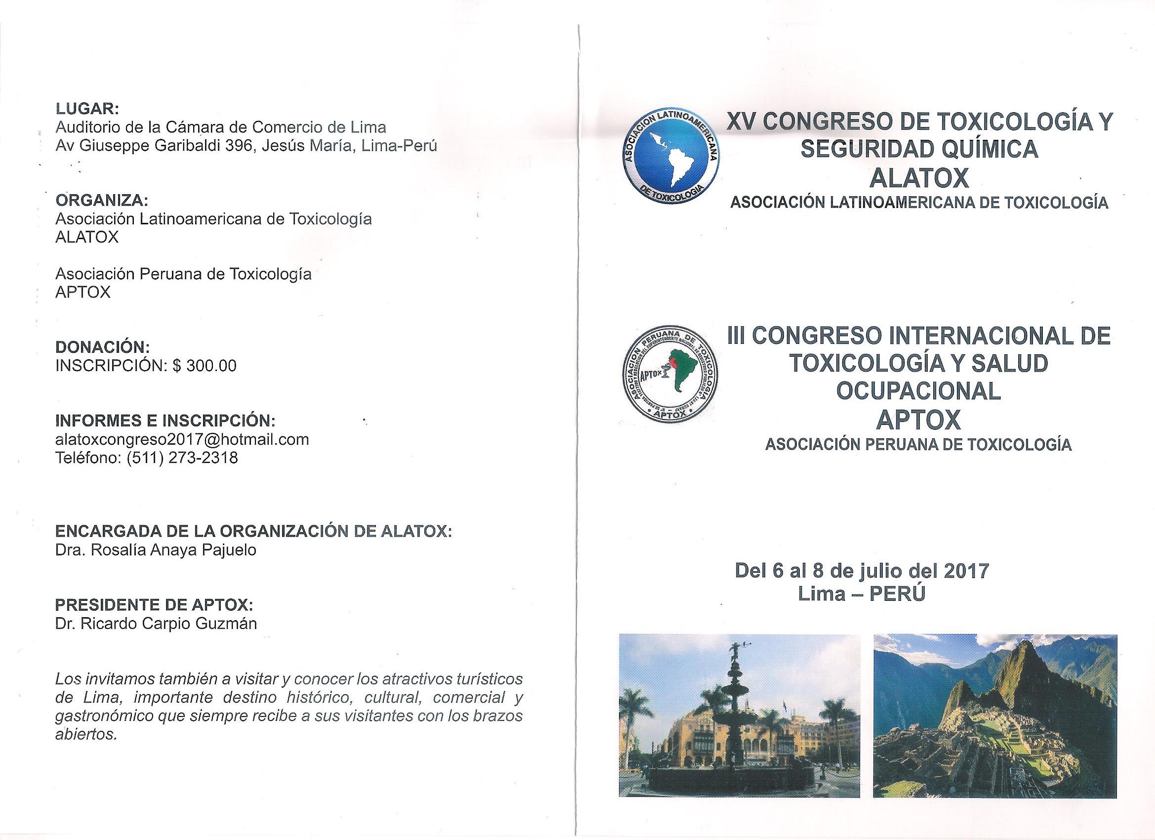 XV Congreso ALATOX - III Congreso APTOX